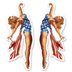 Lethal Threat Designs Lethal Threat Rude & Crude USA Pin Up Girl Mini Decal