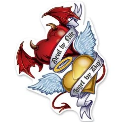 Lethal Threat Designs Lethal Threat Rude & Crude Angel Devil Heart Mini Decal