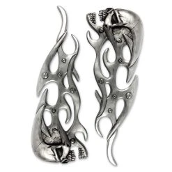 Lethal Threat Designs Lethal Threat Mechanical Skull Flames 3-D Right And Left Emblems