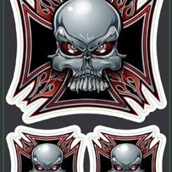 Lethal Threat Designs Lethal Threat Iron Cross Skulls Mini Decal