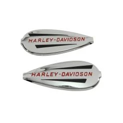 V-Twin Manufacturing Gas Tank Emblem Set With Red Lettering