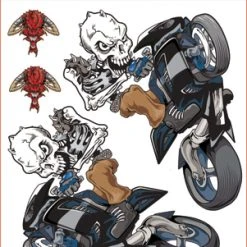 Lethal Threat Designs Lethal Threat Black Wheelie Skull Decal